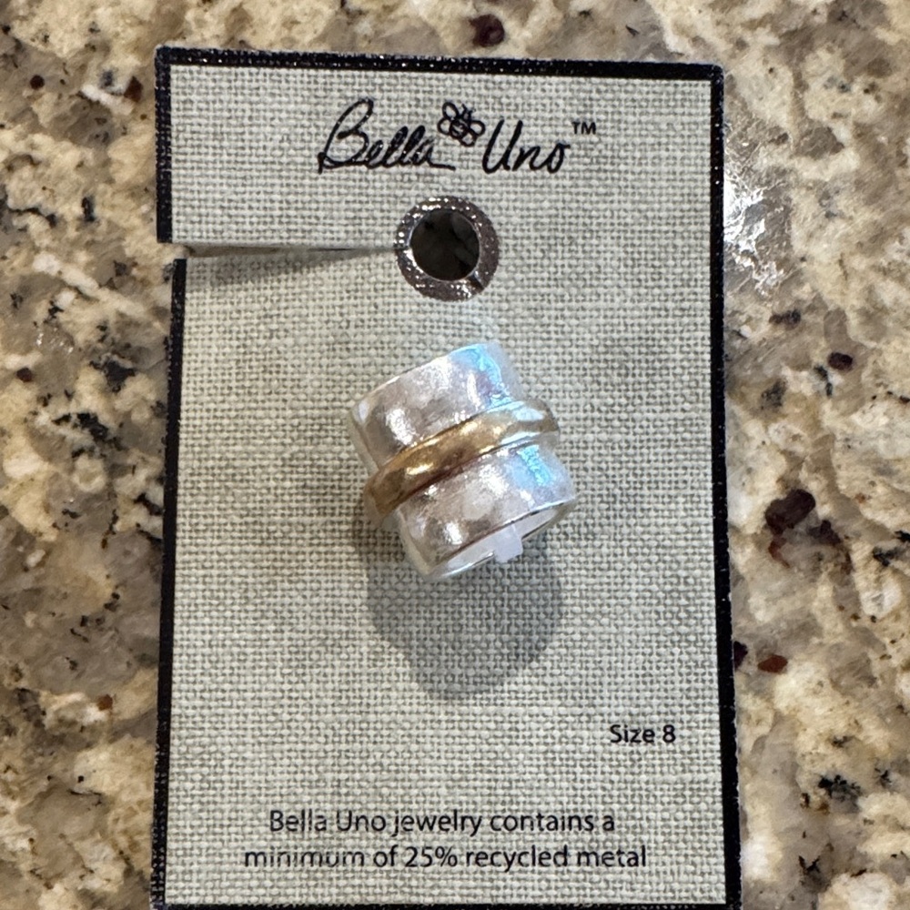 Silver and Gold Ring Bella Uno Size 8 NWT